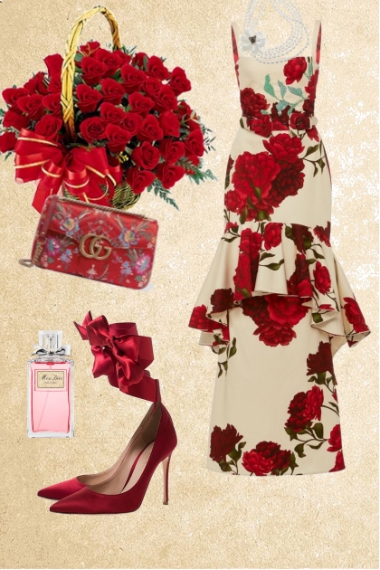 Red rose pattern- Fashion set