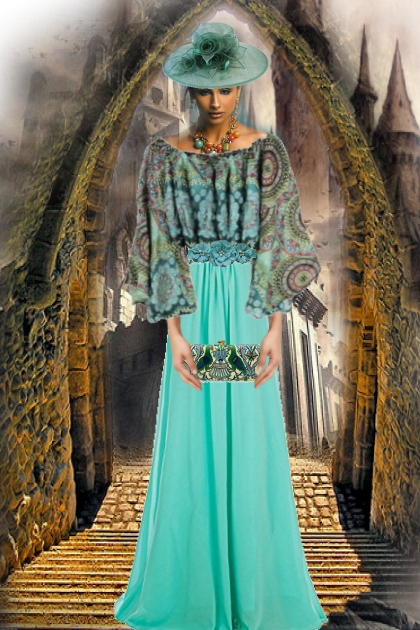 Glamorous turquoise outfit- Модное сочетание