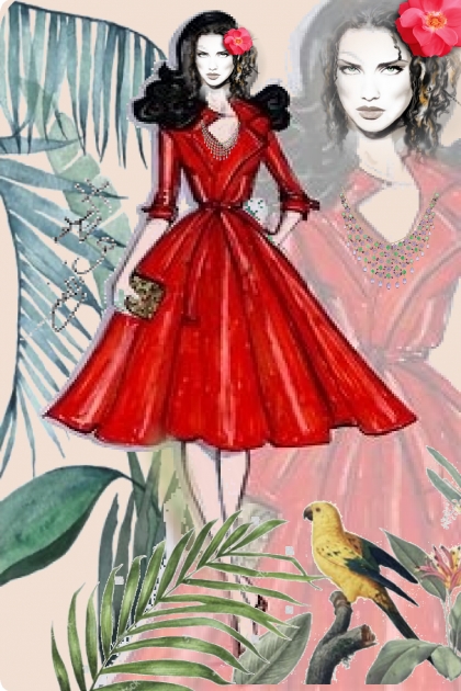 Glamorous red dress- combinação de moda