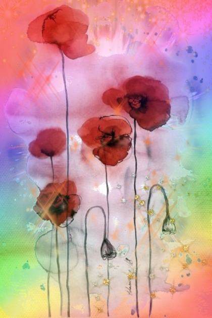 Poppies in watercolour - Kreacja