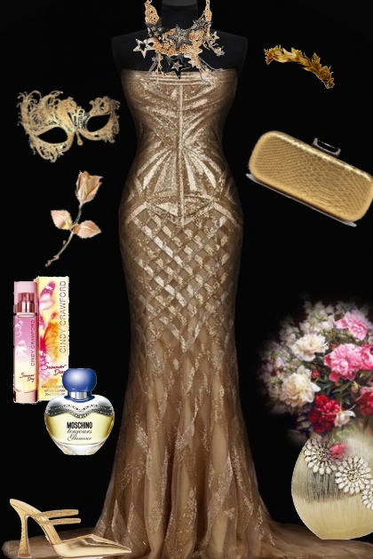 Golden dress 4- Modekombination
