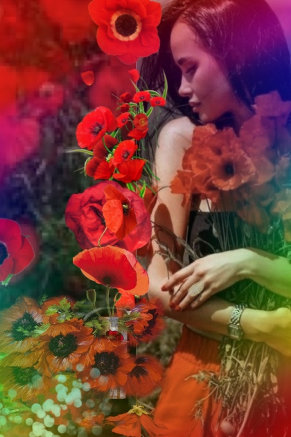 Red poppy field- Combinazione di moda