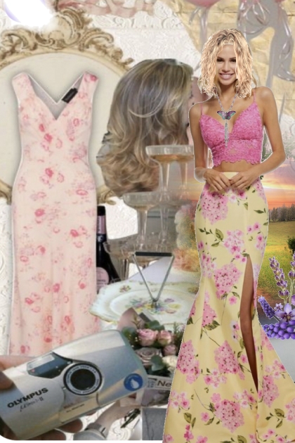 pink outfits with flower print- Kreacja