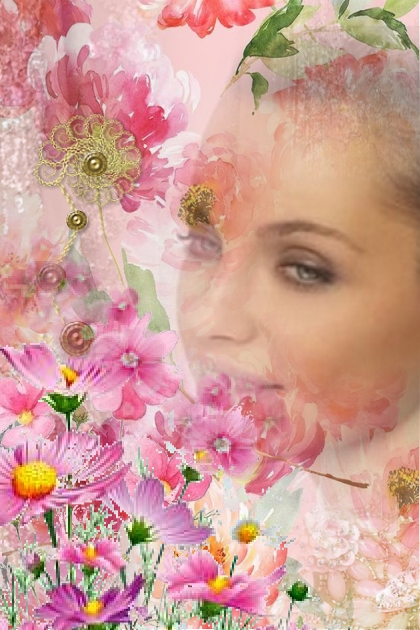 Pink watercolour flowers- Combinazione di moda