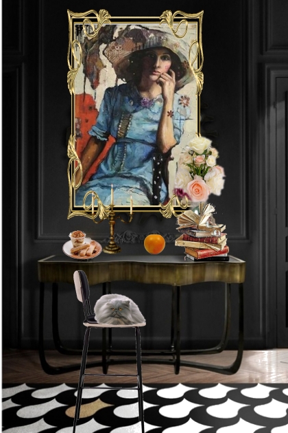 A portrait above the desk- Modna kombinacija