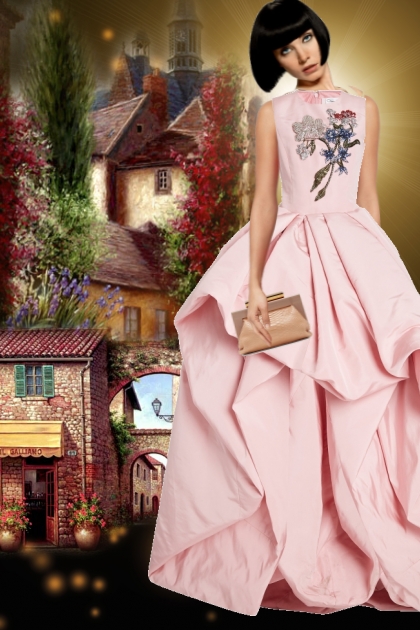 Pink evening dress- Combinazione di moda