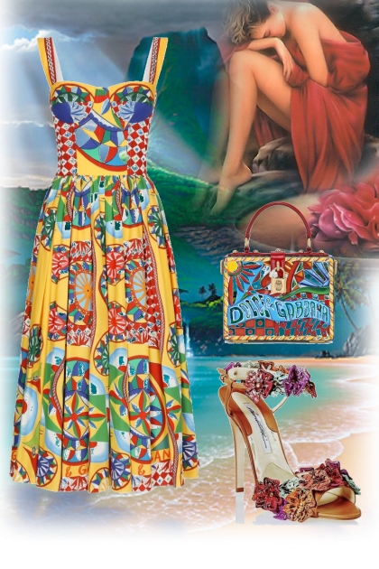 Cheerful bright summer dress- Fashion set