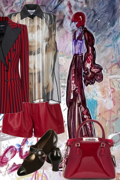 A set with red shorts- Combinazione di moda