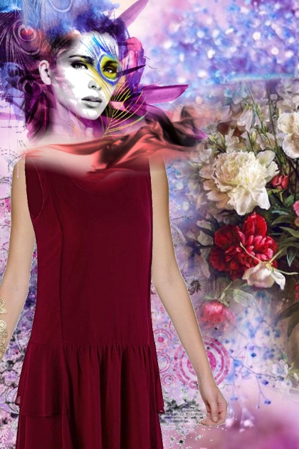 Wine-coloured dress 2- Combinazione di moda