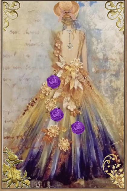 A dress with purple flowers- Modekombination