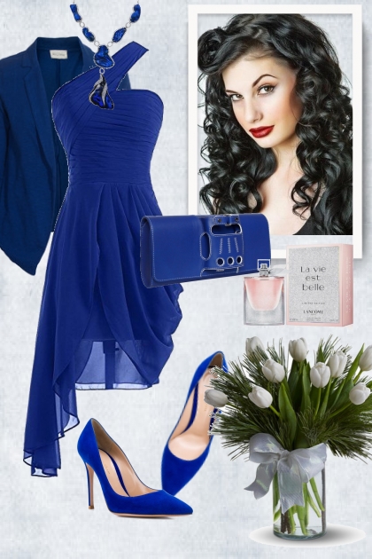 Cocktail outfit in royal blue- Модное сочетание