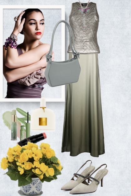 Evening outfit in greyish green- Combinaciónde moda