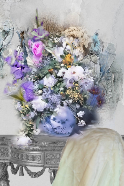 Flowers in a blue vase 2- Modna kombinacija