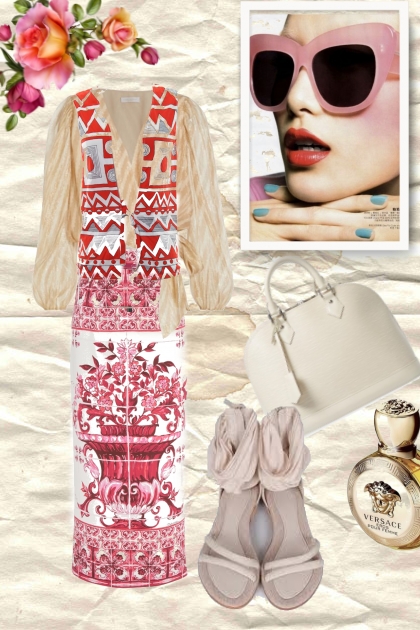 Outfit with a floral print- combinação de moda