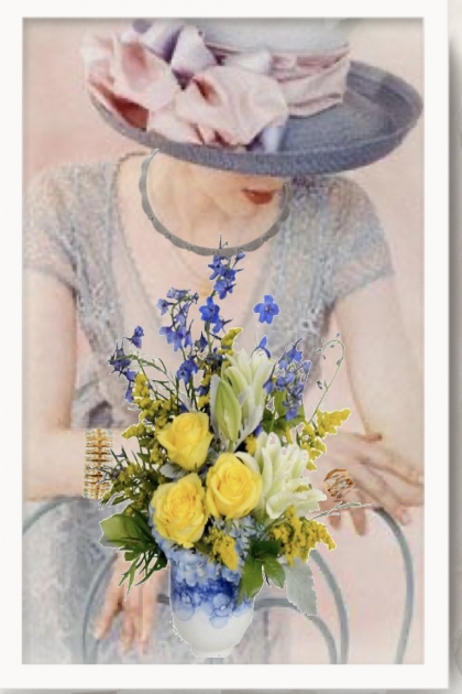 Lady in blue with blue flowers- Combinaciónde moda