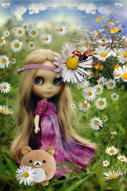 Dolly on the meadow of daisies