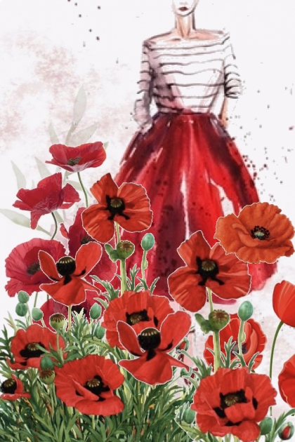 Red poppy field 2- Fashion set