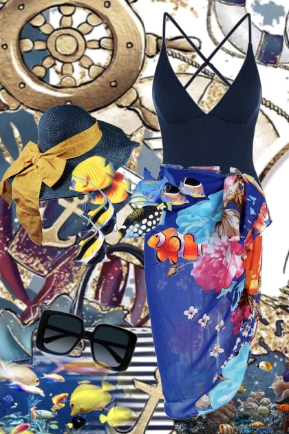 Blue swimsuit- Fashion set