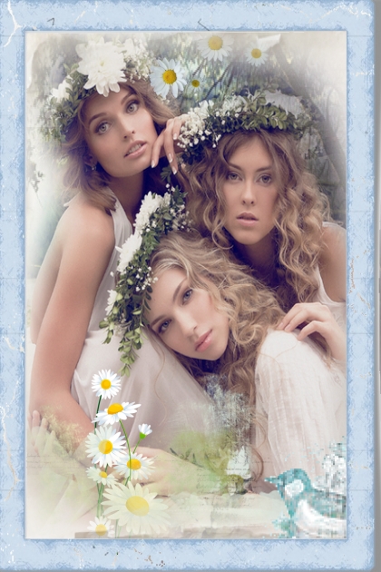 3 girls in wreaths- Combinazione di moda