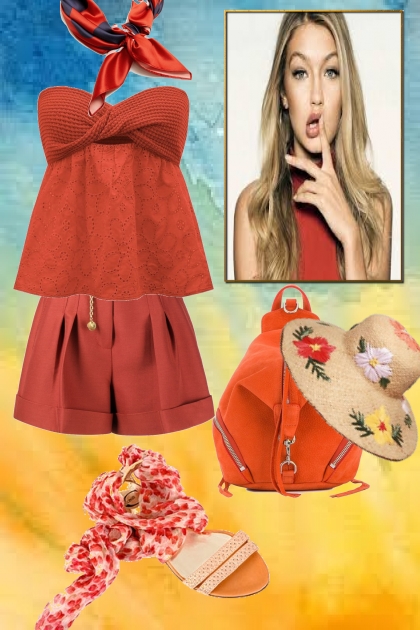 Terracotta top and shorts