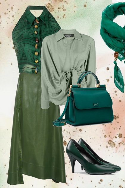 Outfit in dark green- Модное сочетание