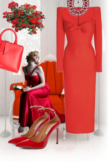 Red dress 55- Модное сочетание