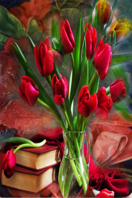 Red tulips- Modna kombinacija