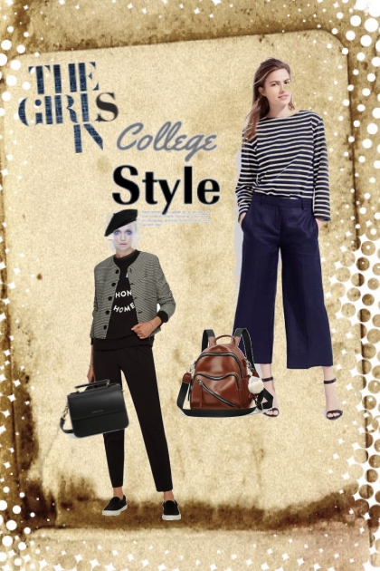 The girls in college style- Modna kombinacija