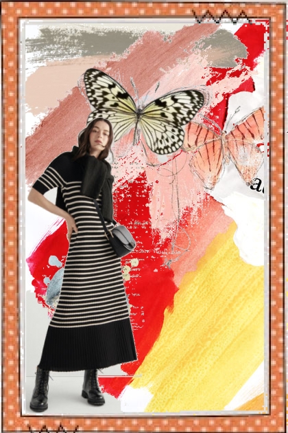 Lady and an abstract painting- Combinaciónde moda