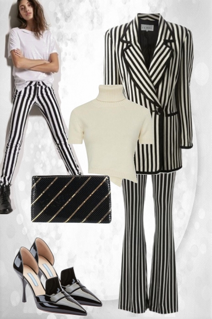 Black and white stripes 55- combinação de moda