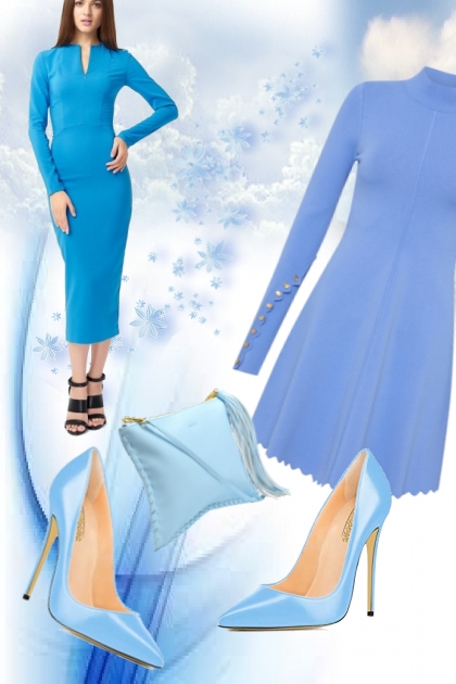 Classical blue dress- Combinaciónde moda