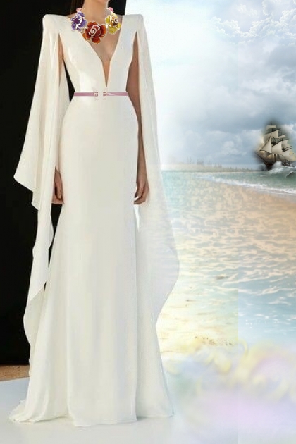 White evening dress- Модное сочетание