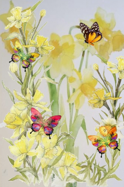 Daffodils and butterflies