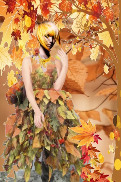Autumn leaves dress- Модное сочетание