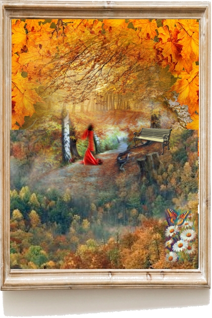 Autumn forest on the slope