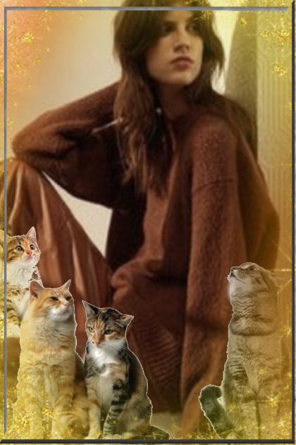 The girl and her cats- combinação de moda