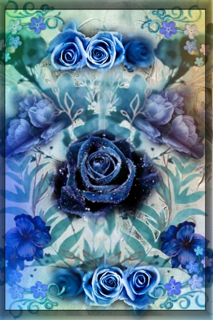 Blue rose ornament