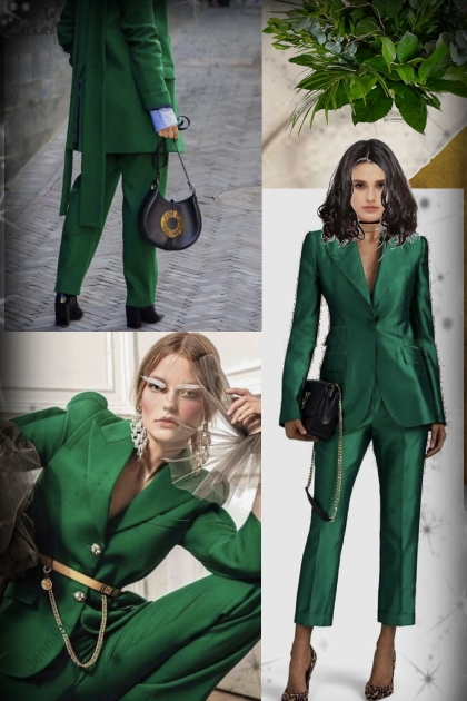 Emerald green suit- Combinaciónde moda