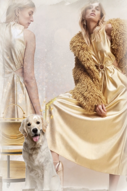 Gold dress 2- Modna kombinacija