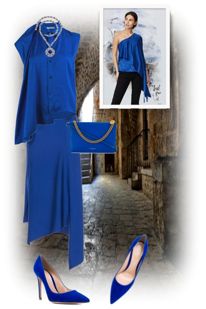 Royal blue blouses- combinação de moda