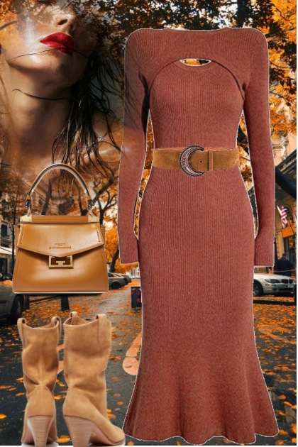 A knitted dress for November- Modna kombinacija