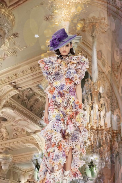 A dress with a flower motif- Модное сочетание