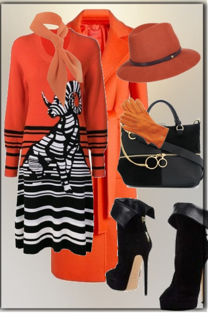 Bright orange outfit- コーディネート