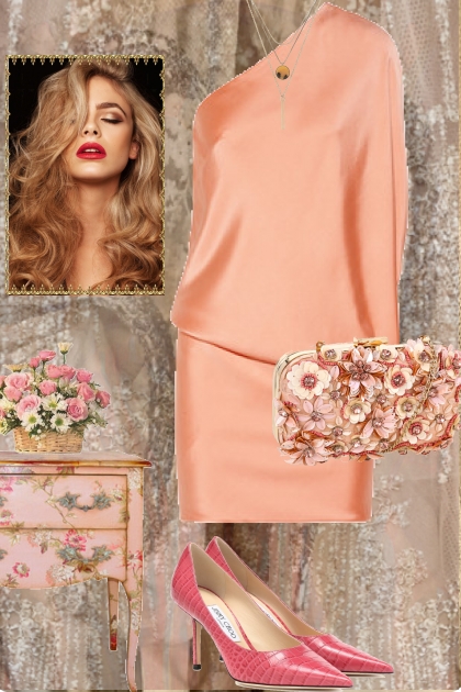 Cocktail outfit in peach colour