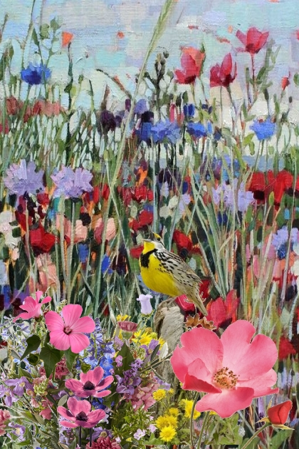 A birdie among flowers- Combinaciónde moda