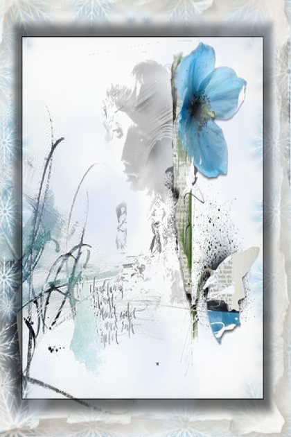 Lady with a blue flower
