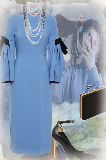 A cocktail dress in blue- Модное сочетание