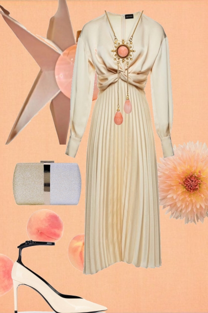 Cream coloured dress- Modna kombinacija