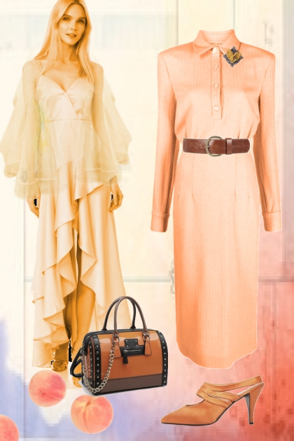 peach colour for work and party- Combinazione di moda