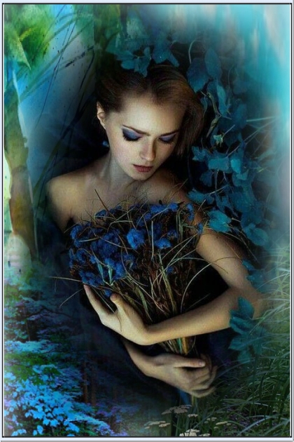 A girl with blue flowers 4- Modna kombinacija